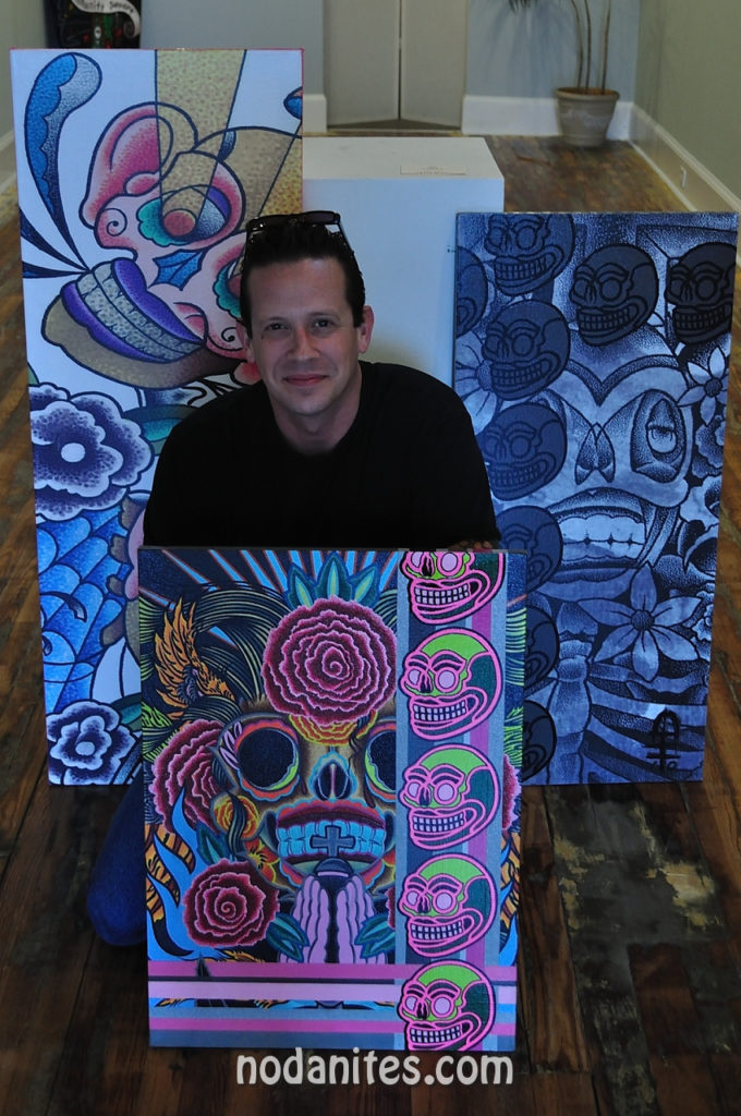 Hans with some of his work.